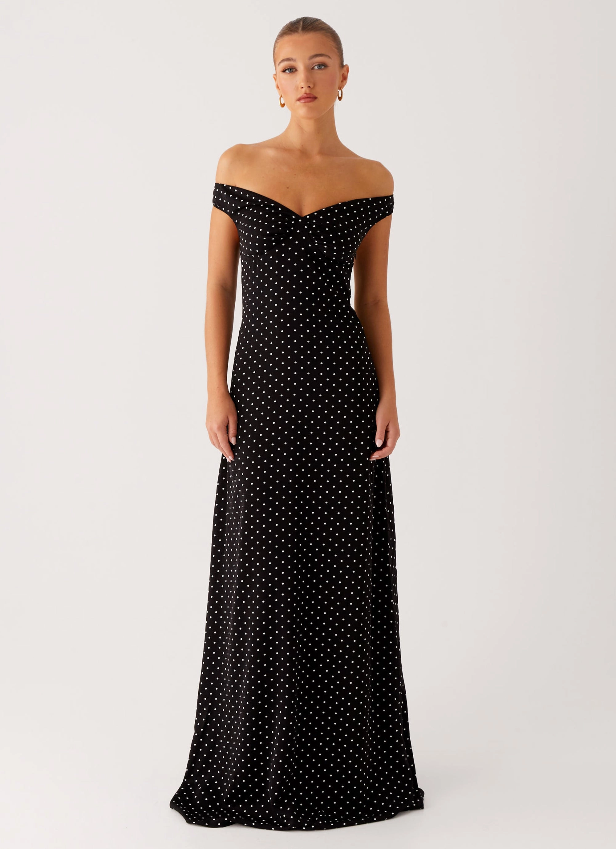 Melany Maxi Dress - Black Polka Dot Event Perfect Fresh Motion