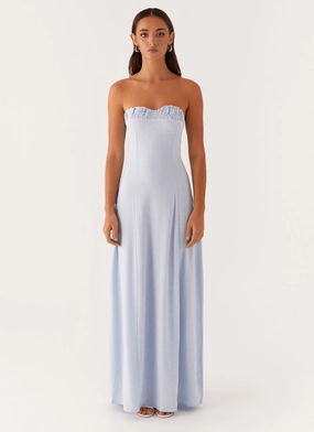 Tayla Linen Maxi Dress - Blue Versatile Layers