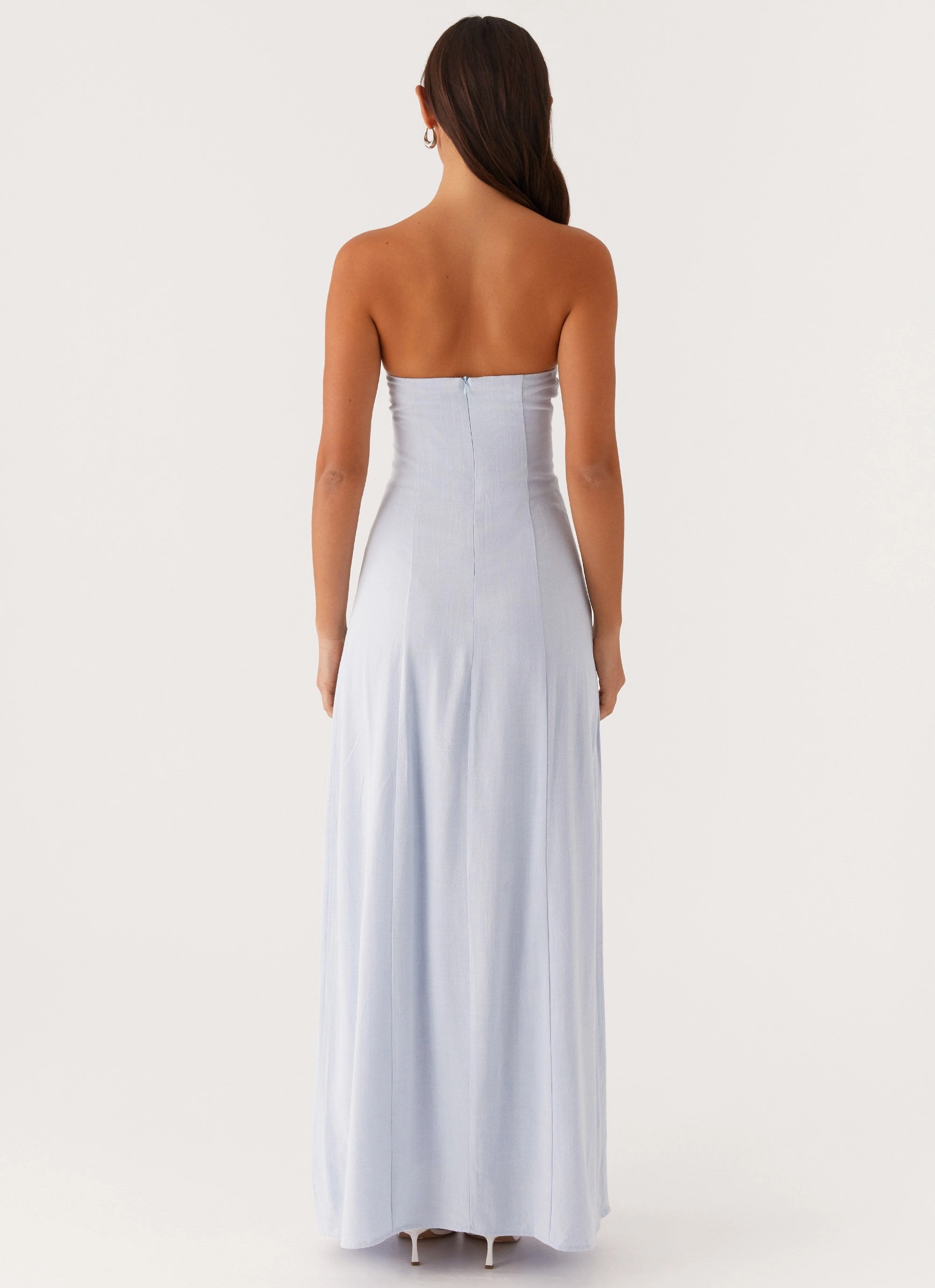 Warm Undertone Texture Rich Tayla Linen Maxi Dress - Blue