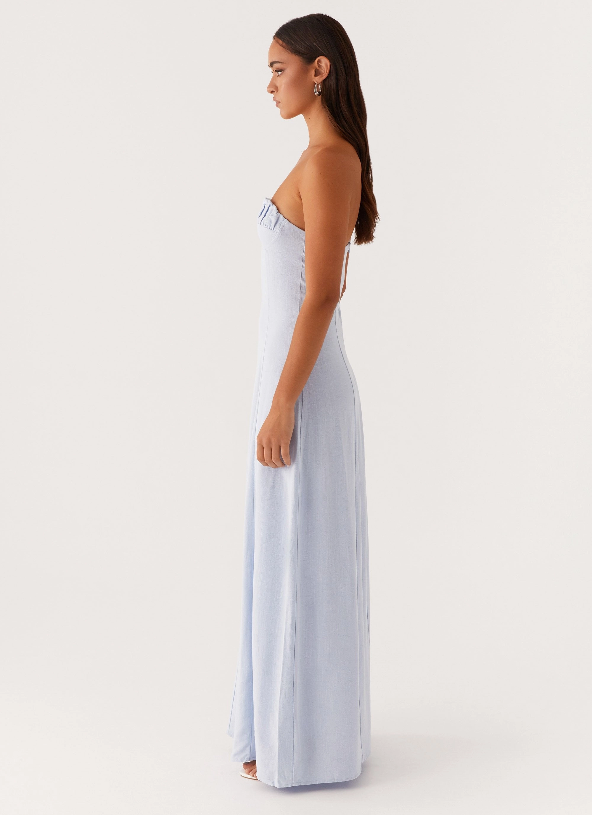 Tayla Linen Maxi Dress - Blue breathable fabric dress Chic Layered Wear