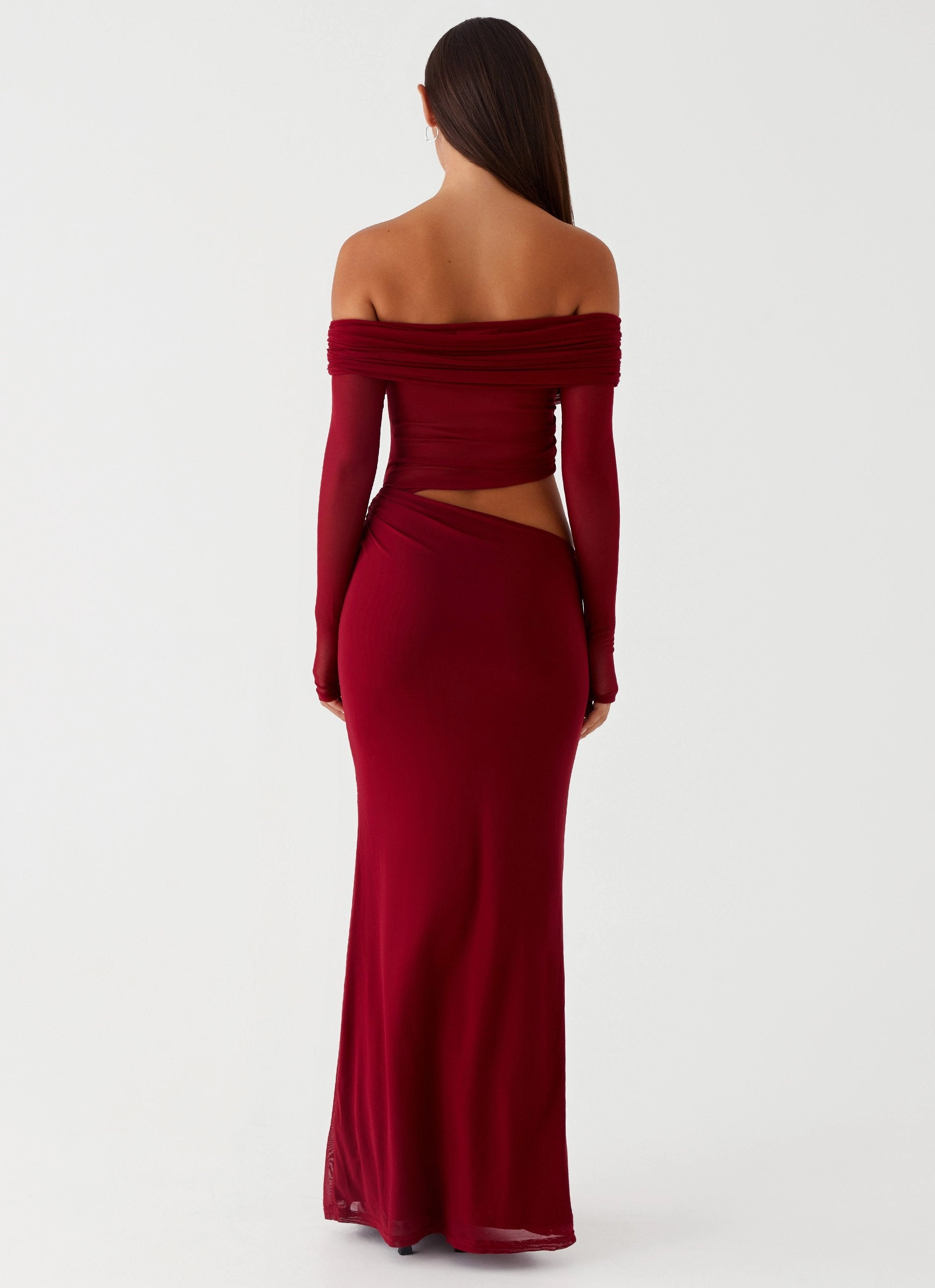 Emery Maxi Dress - Cherry Red Fashionable And Functional Crystal-Detail