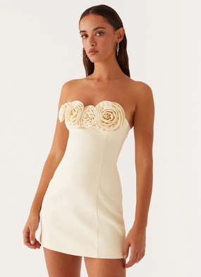 Air Touch Velvet-Edge Patsie Strapless Mini Dress - Yellow