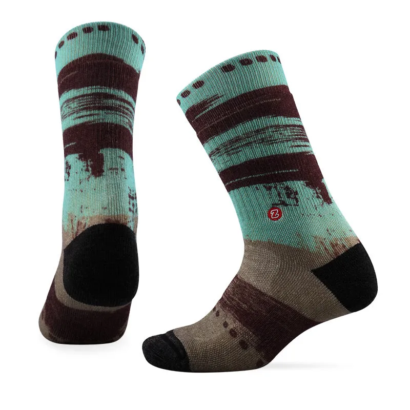 PATTERN TRAVEL HD Merino Wool Crew Socks Winter