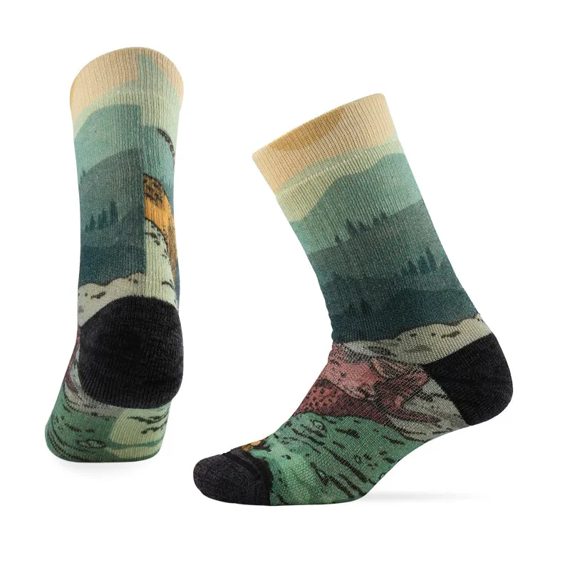 PATTERN TRAVEL HD Merino Wool Crew Socks Winter