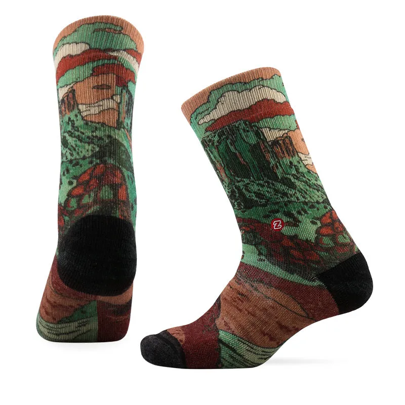 PATTERN TRAVEL HD Merino Wool Crew Socks Winter