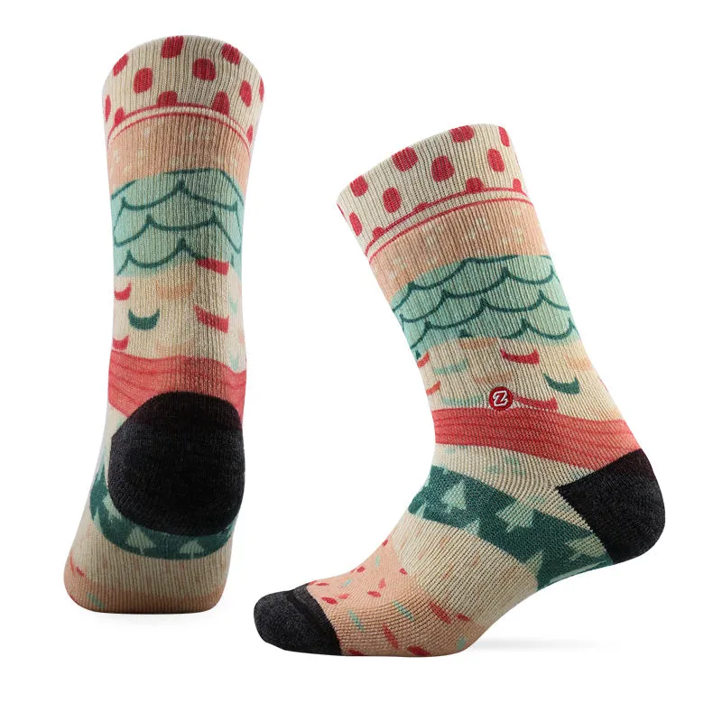 PATTERN TRAVEL HD Merino Wool Crew Socks Winter