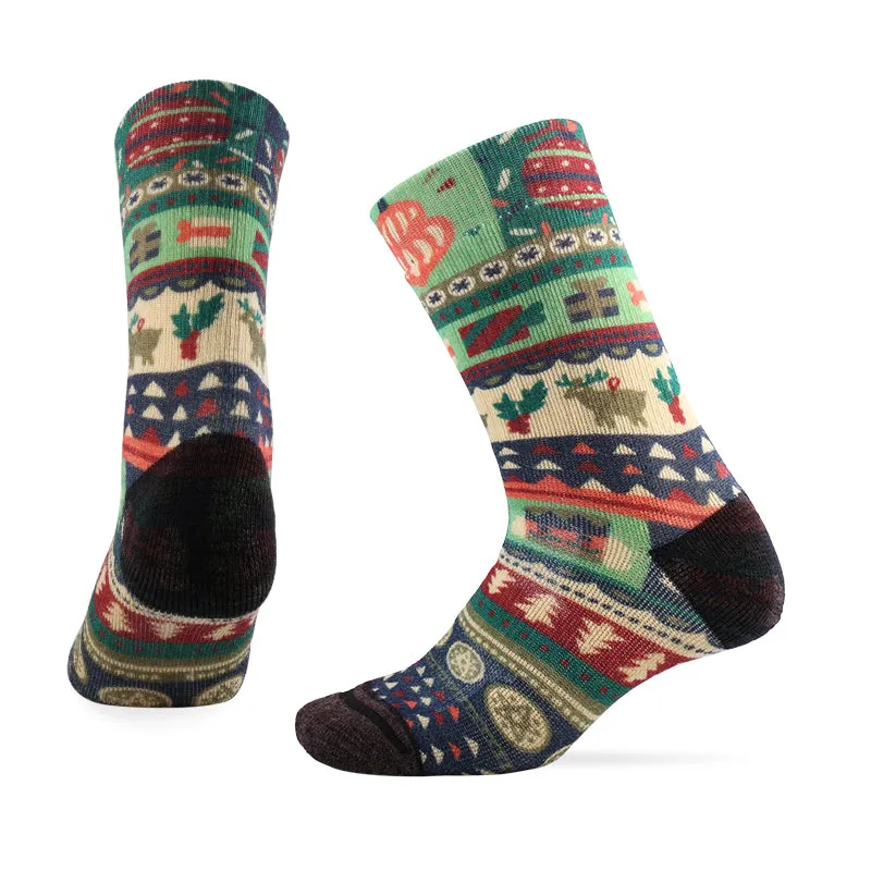 PATTERN TRAVEL HD Merino Wool Crew Socks Winter
