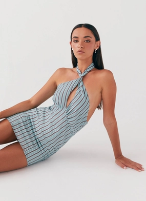 Sabine Linen Mini Dress - Coastal Stripe CrinkleResistantWeave