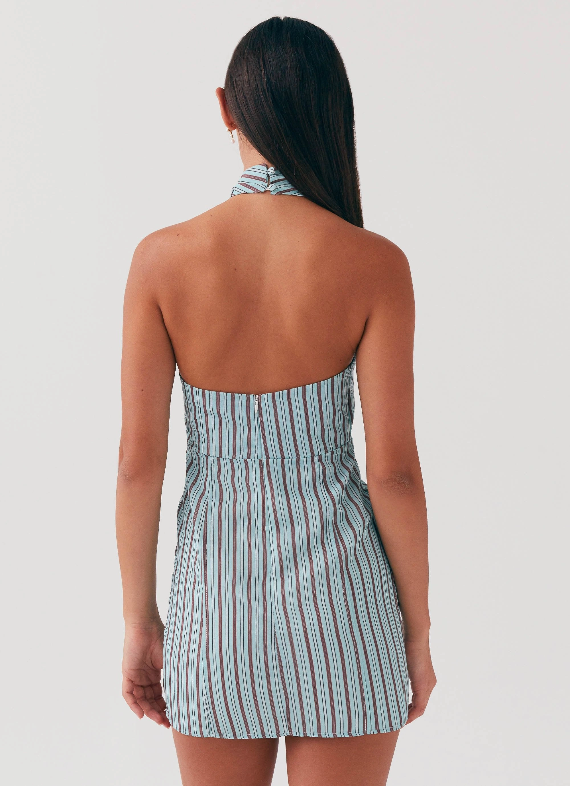 Sabine Linen Mini Dress - Coastal Stripe Airy Drape