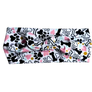 Paws and Bones Twisted with Removable Bow- Workout Headband
