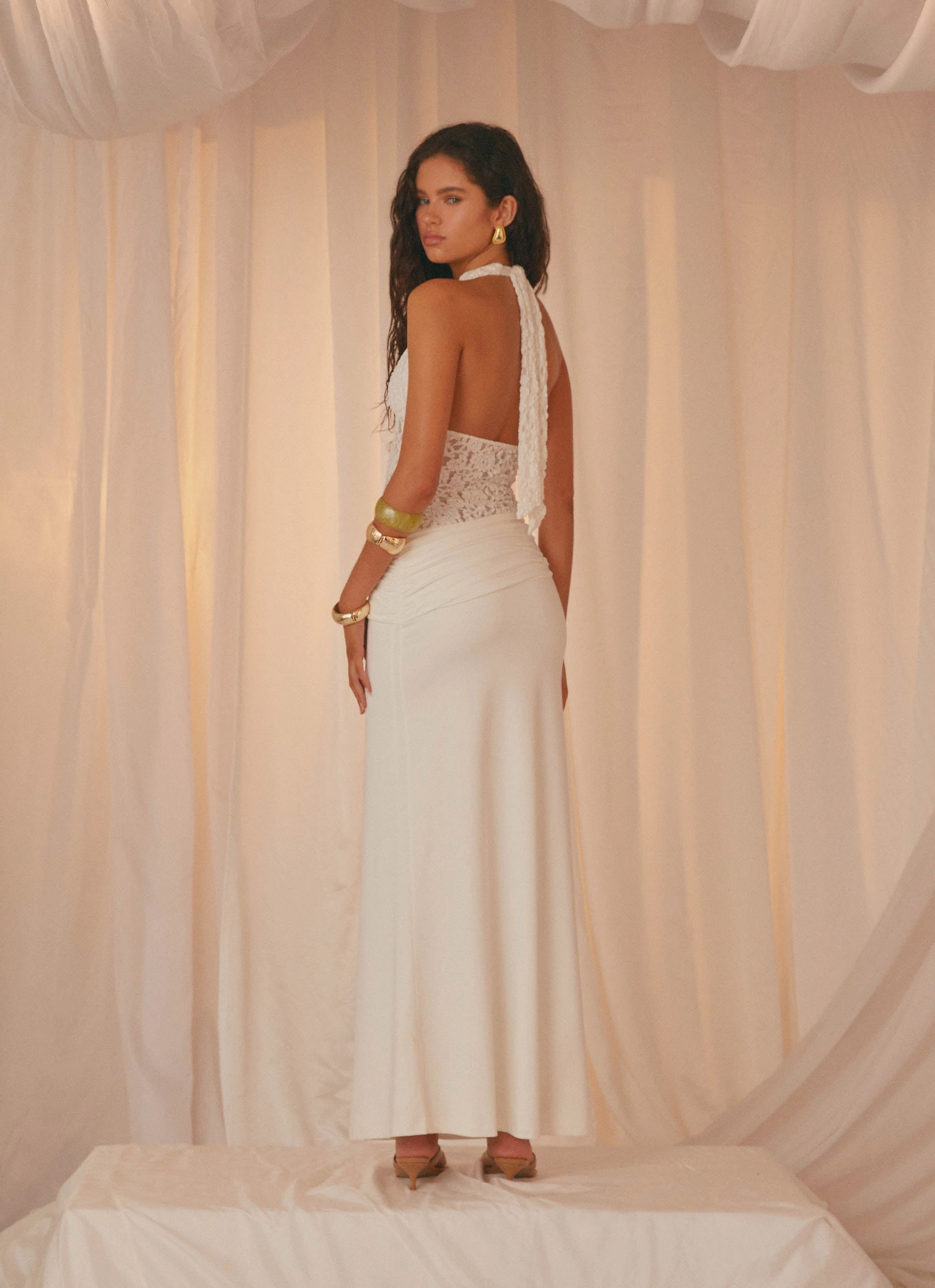 Clean Stitch Miri Halter Maxi Dress - Ivory