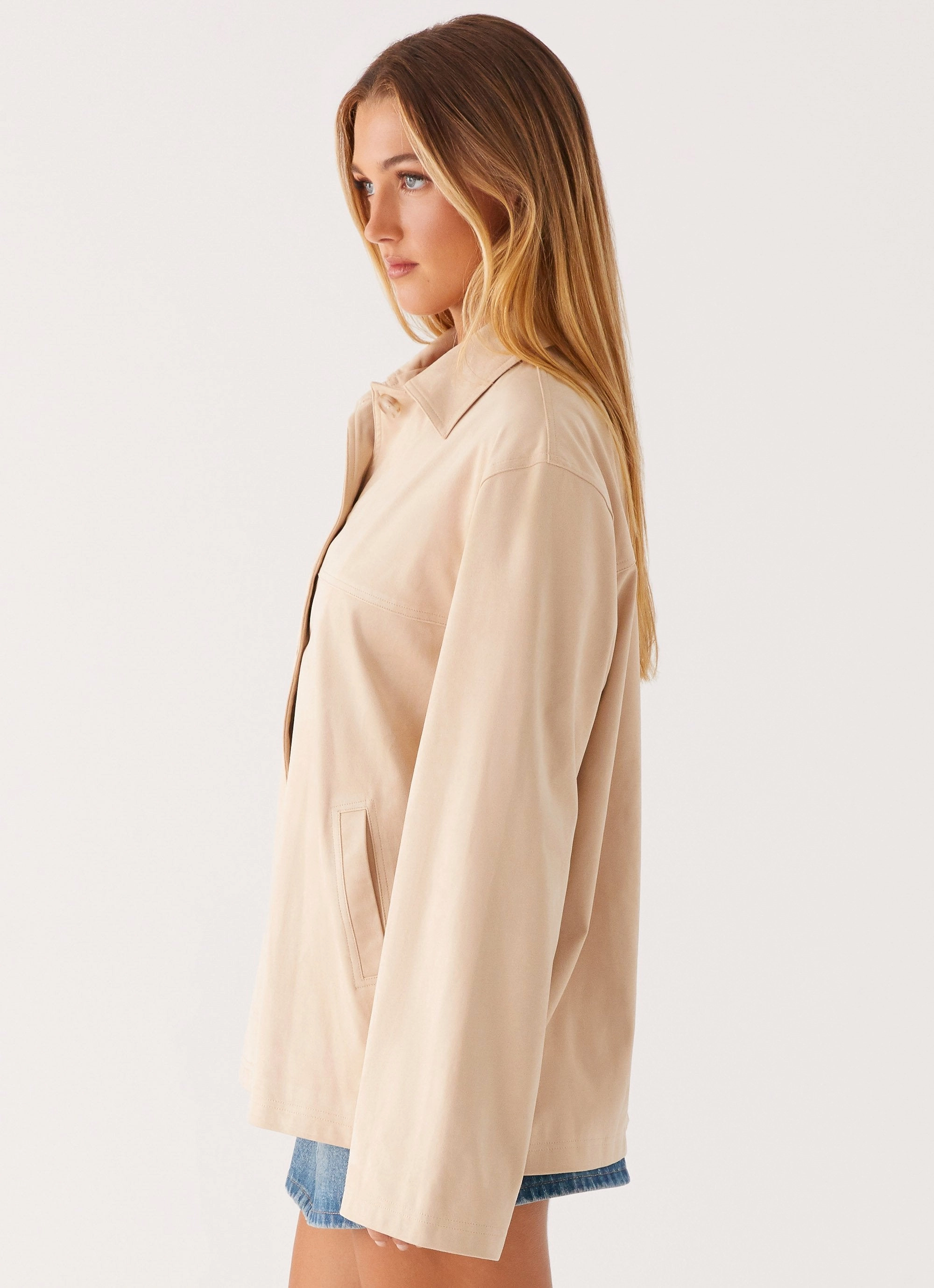 Flatlock stitching Anti Slip Shoulder Farley Jacket - Tan