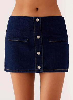Morrison Denim Mini Skirt - Indigo Durable Seam Construction All-day Comfort