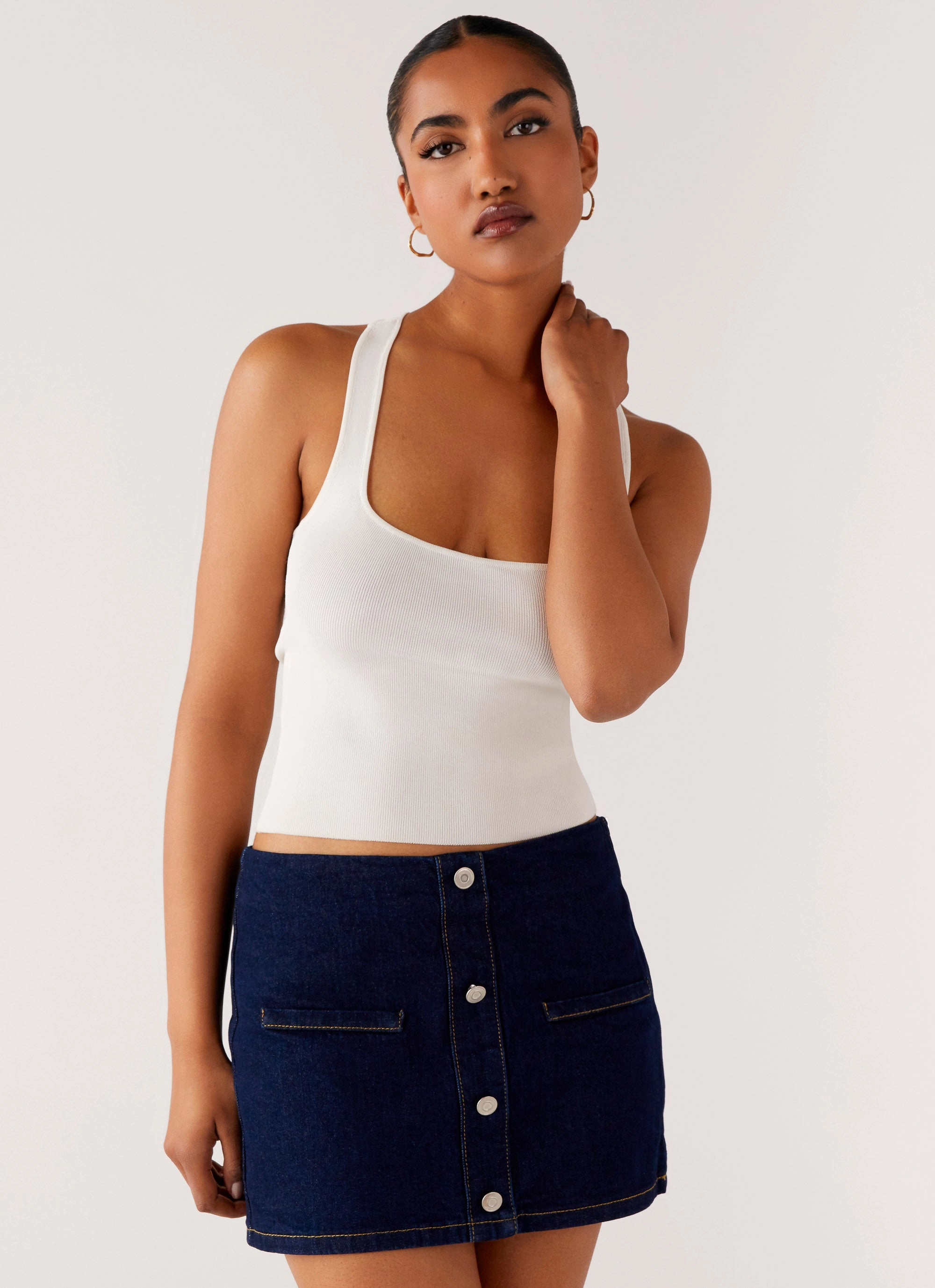 Relaxed Comfort Look Morrison Denim Mini Skirt - Indigo