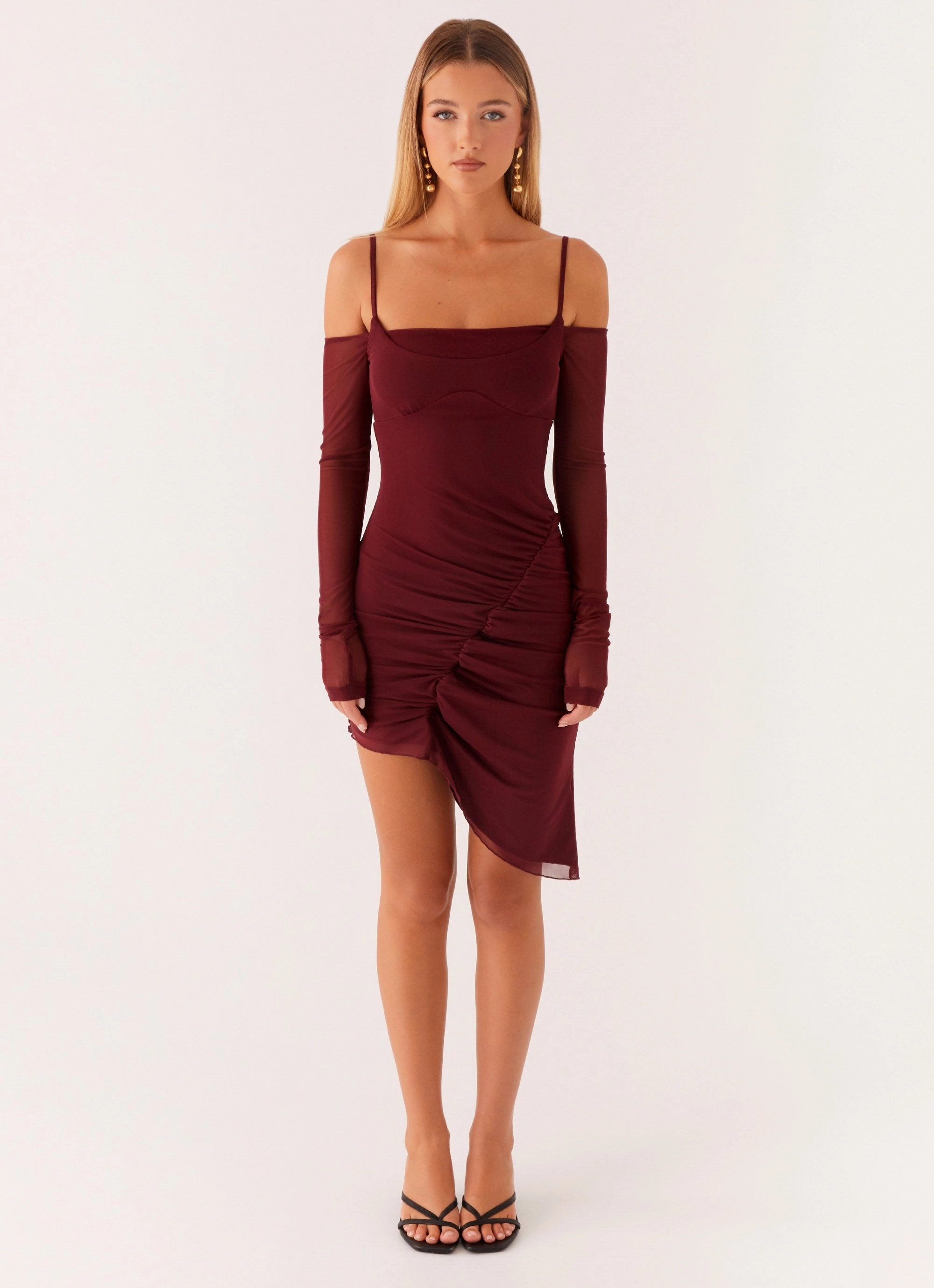 Sascha Mini Dress - Maroon Hidden-Pocket
