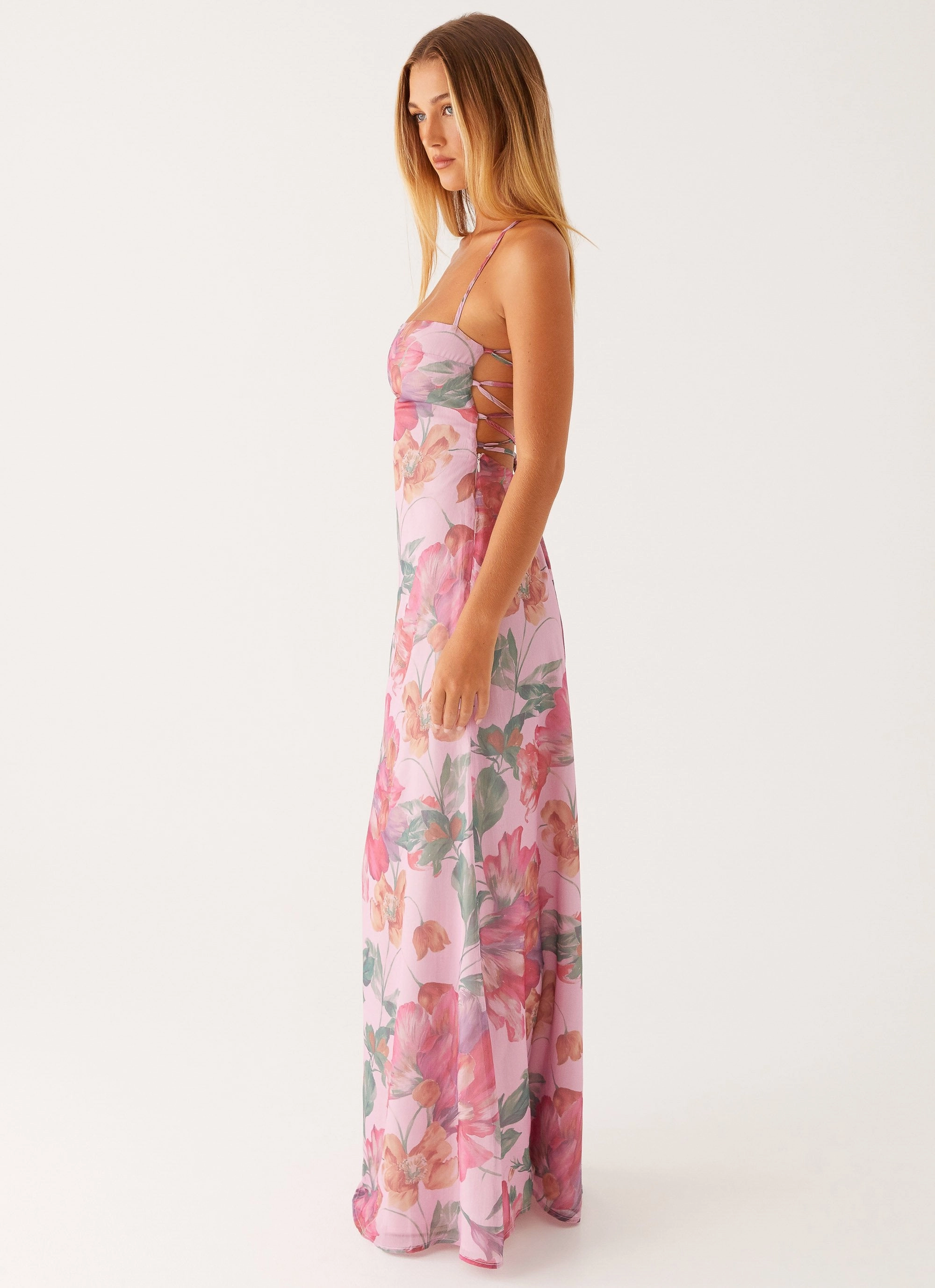 Easy Match Fashionable Cut Peggy Maxi Dress - Pink Floral