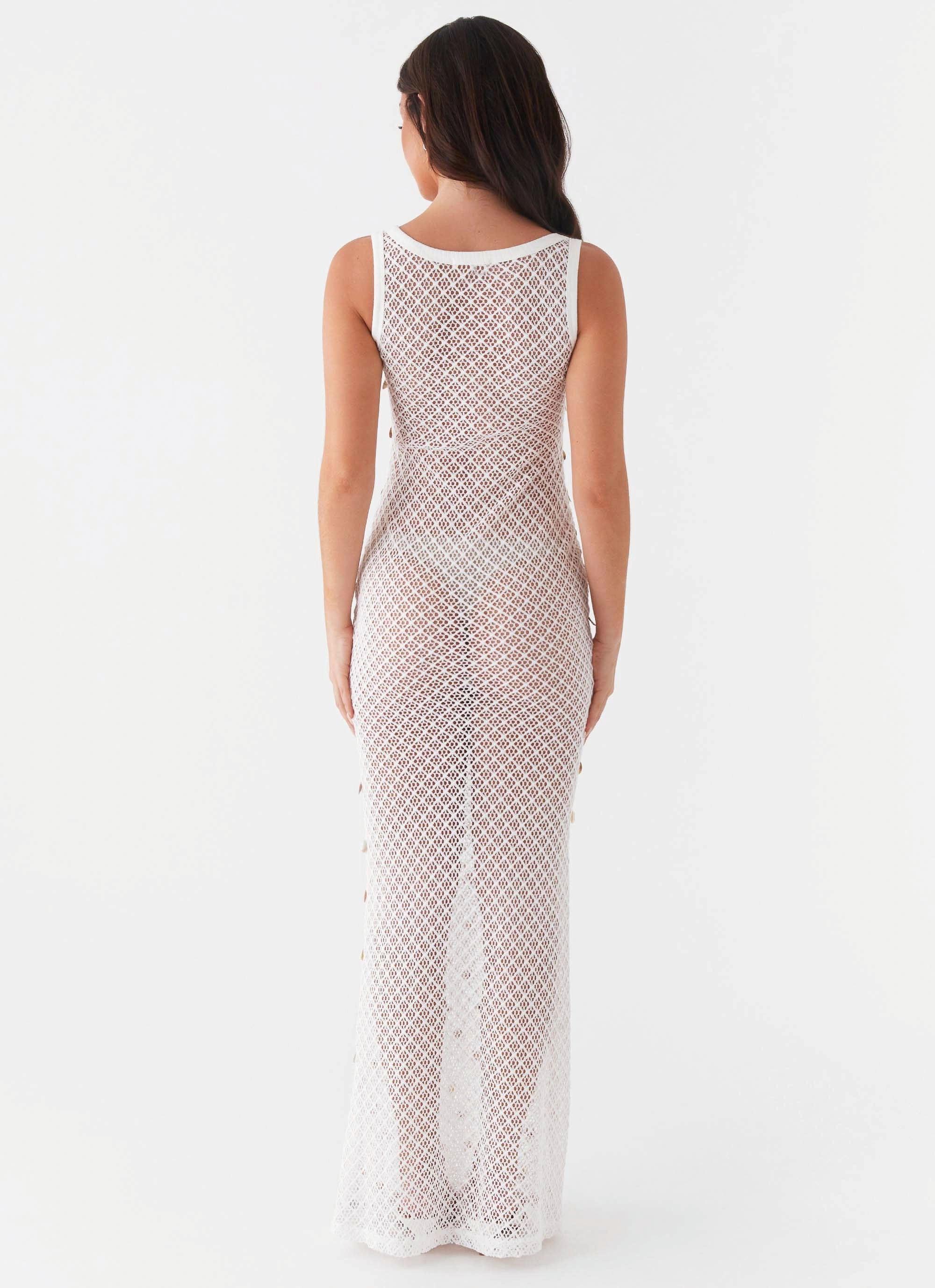 Perfect Mood Penida Shell Knit Maxi Dress - White