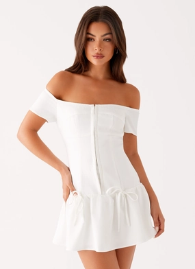 Feminine Comfort Layer Light Penny Mini Dress - White
