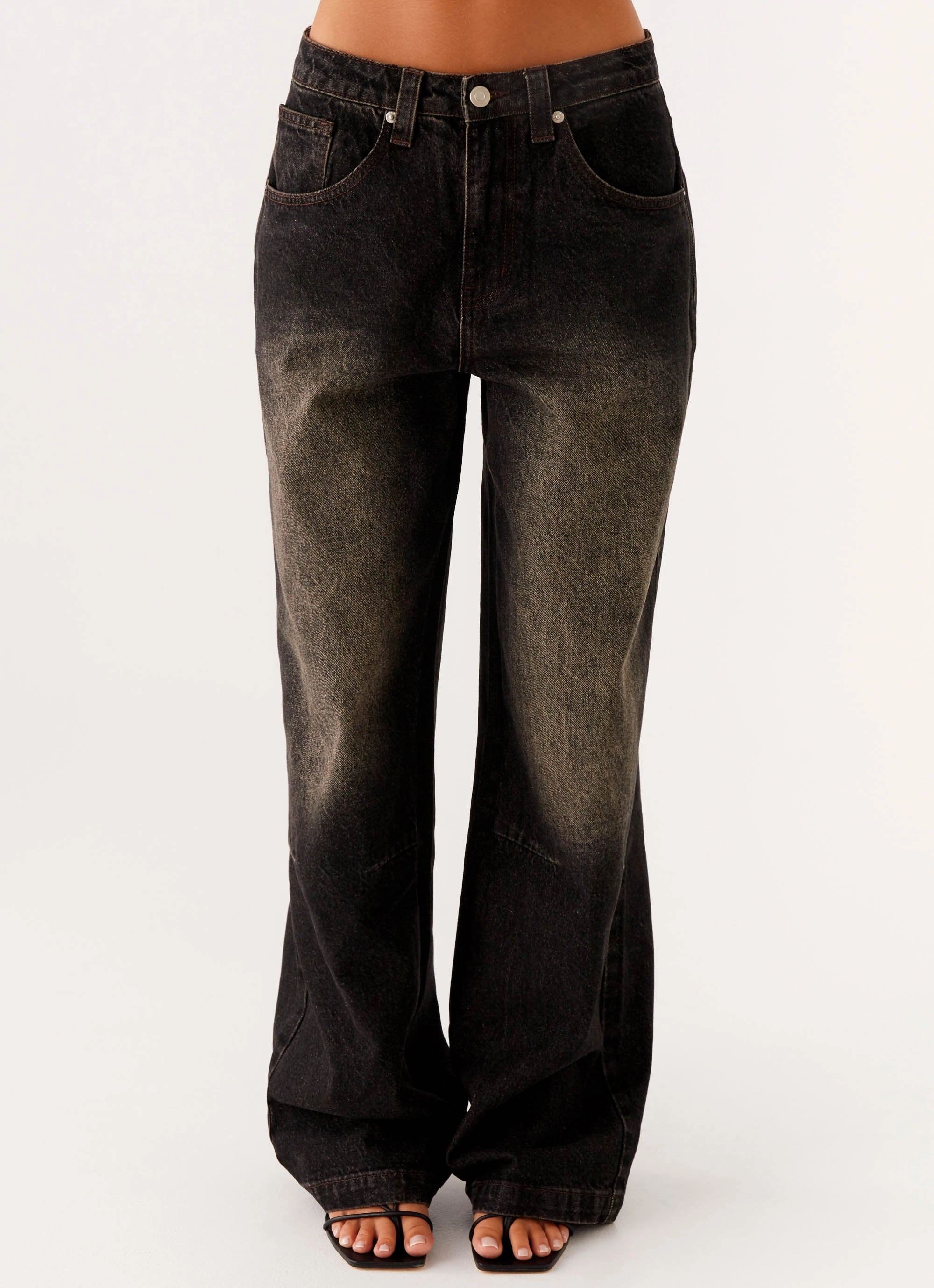 Pera Baggy Denim Jeans - Brown Wash Chic Design