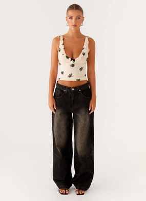 Pera Baggy Denim Jeans - Brown Wash Layer Ready