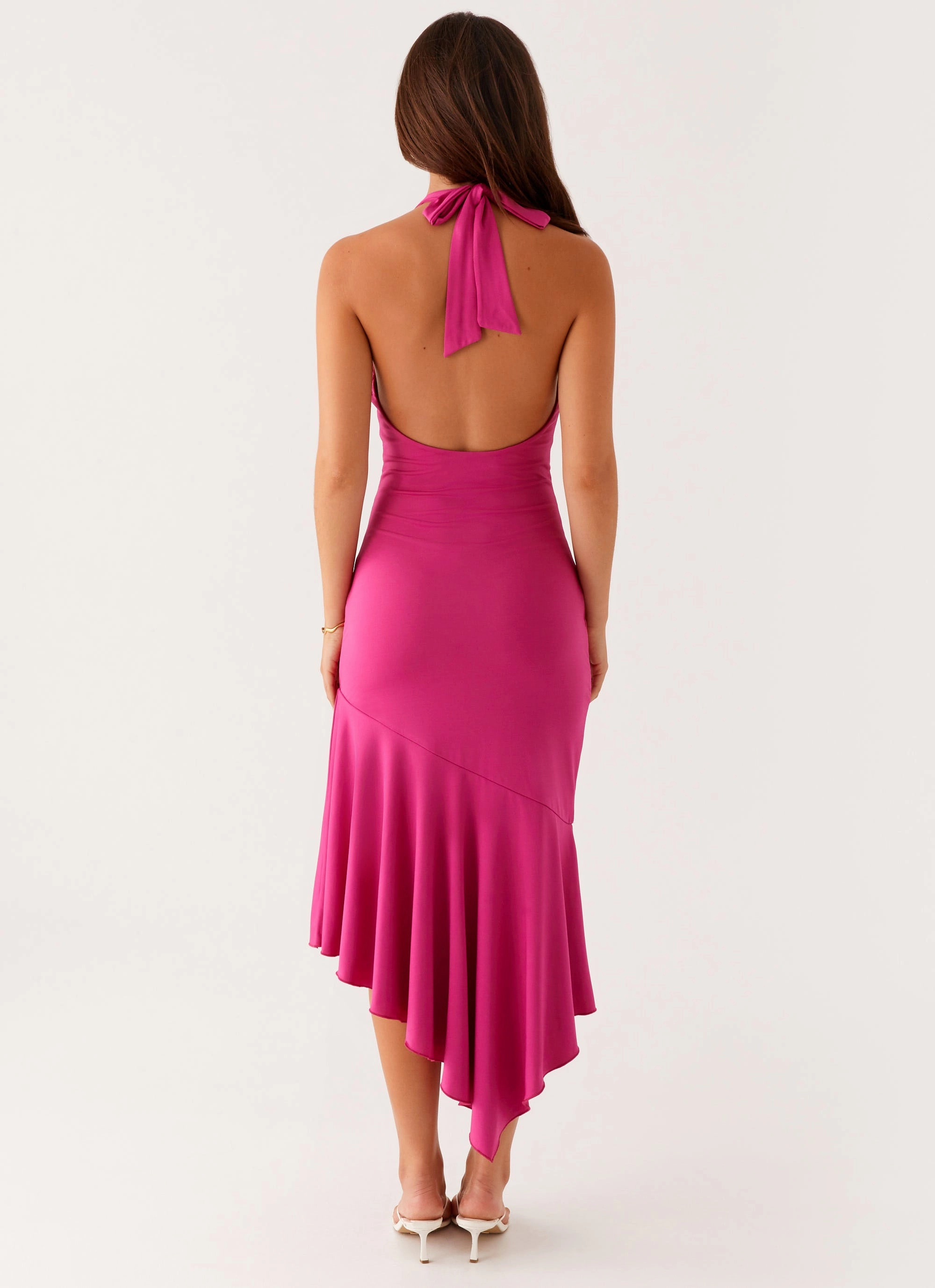 Perdita Midi Dress - Fuchsia Flattering Cut Wear Brunch Tone