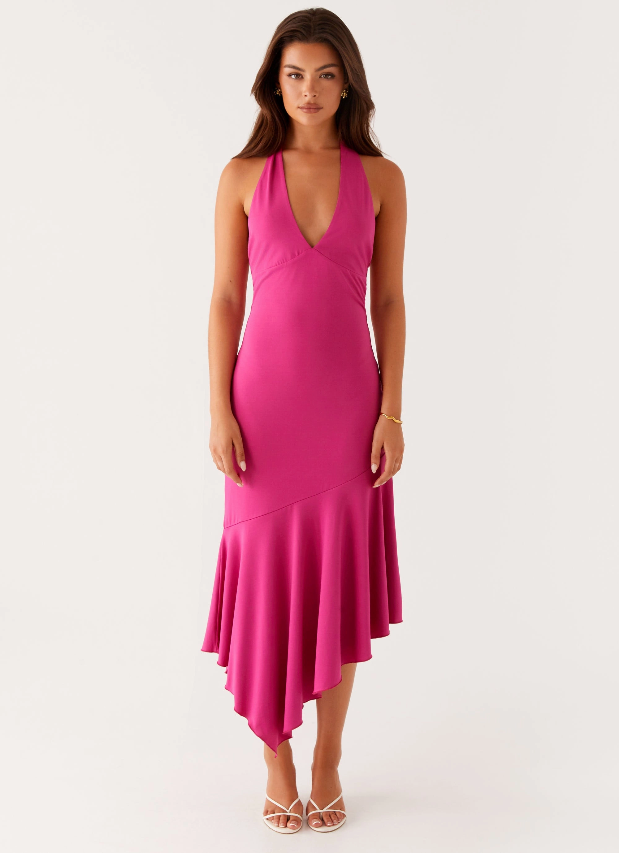 Perdita Midi Dress - Fuchsia Sleek Flex Natural Form