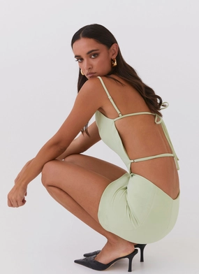 Lindsey Cutout Mini Dress - Green Zest Casual Elegance