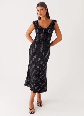 Role Model Maxi Dress - Black Polka Dot Organic-Fabric
