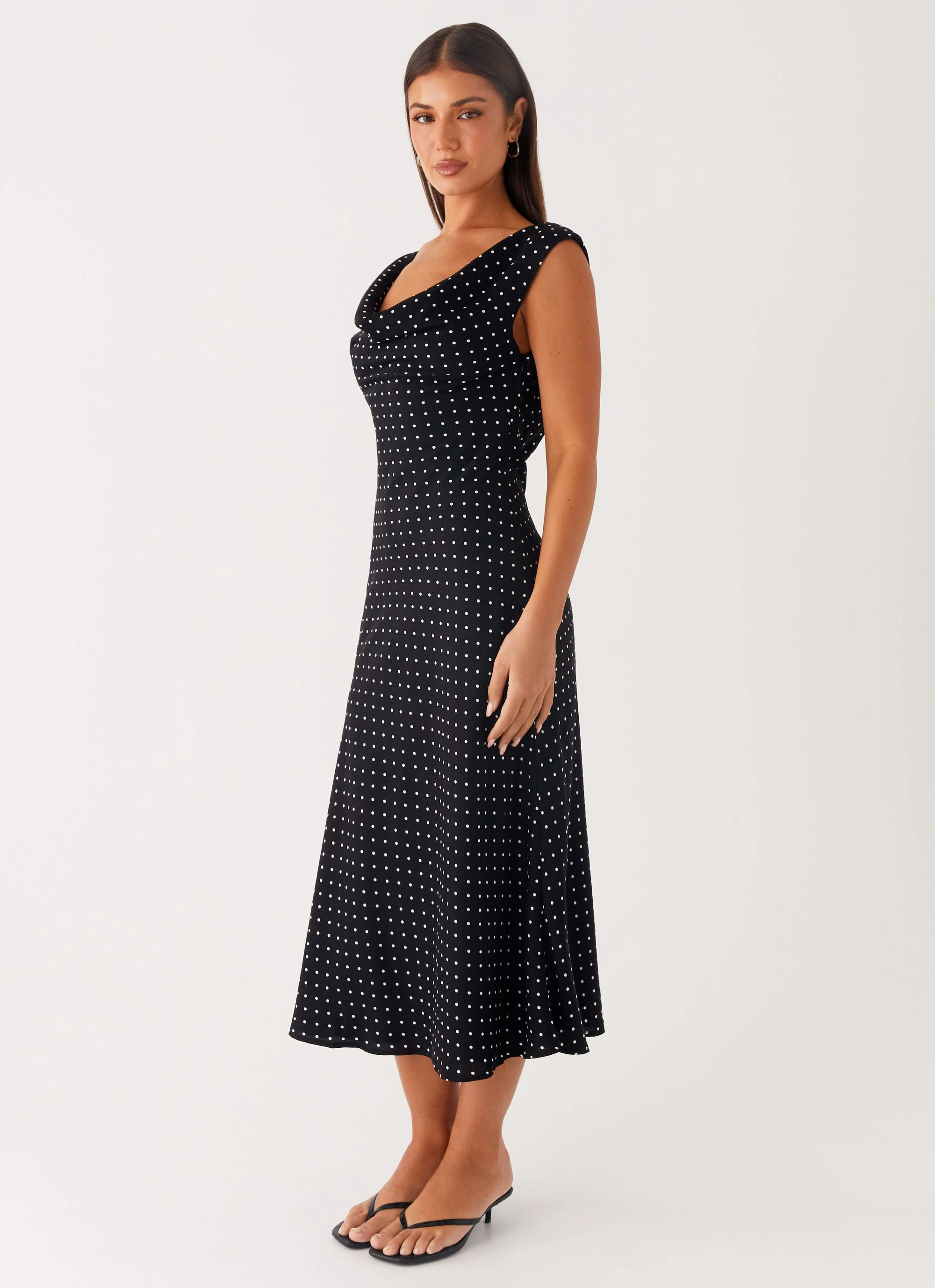 Street Motion Role Model Maxi Dress - Black Polka Dot