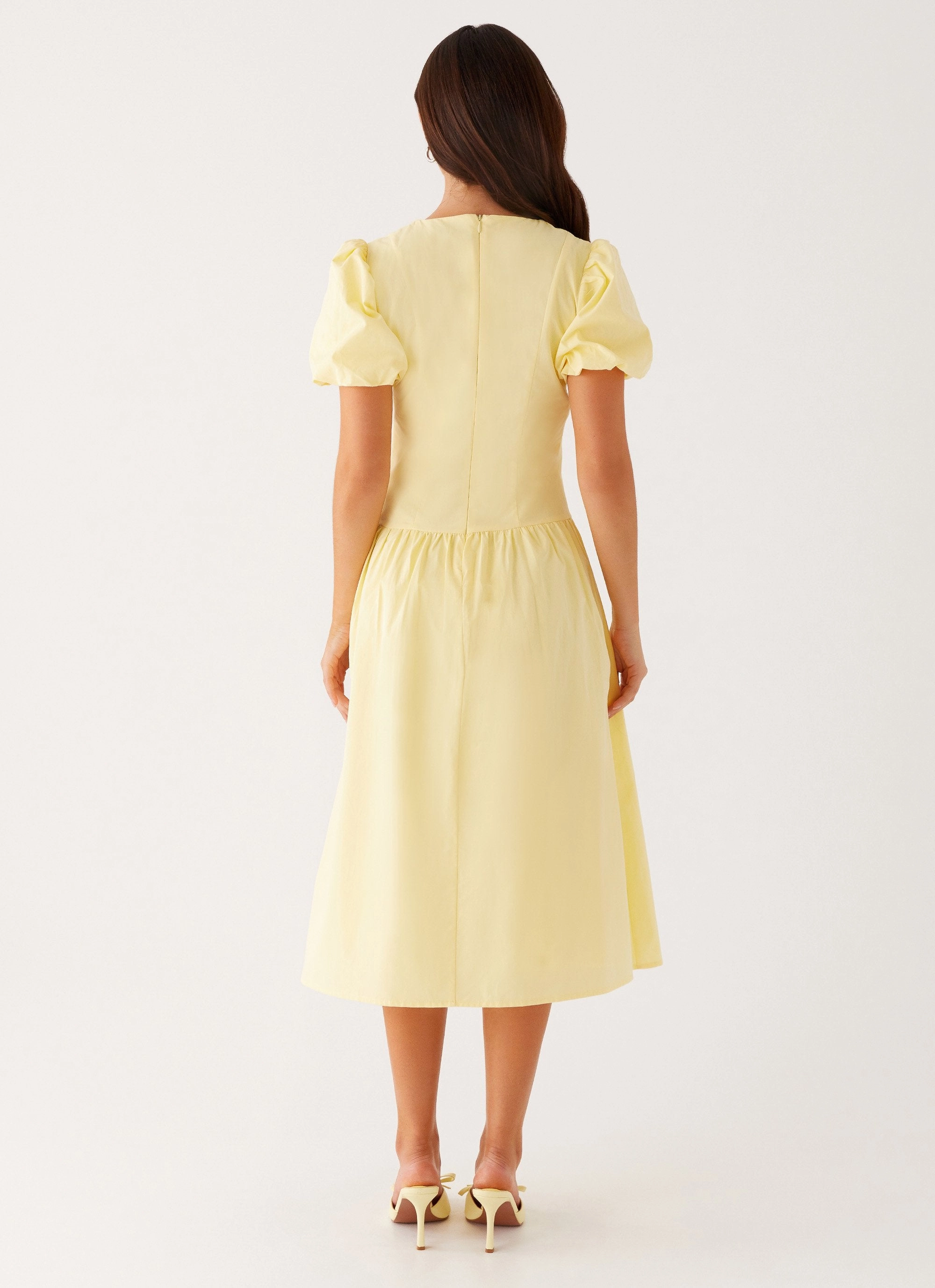 Reyna Midi Dress - Yellow Stream Cut