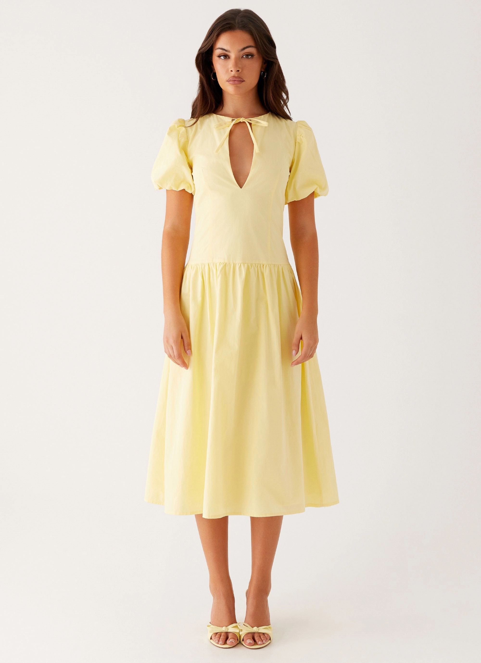Reyna Midi Dress - Yellow Moment Light Simple yet chic gown