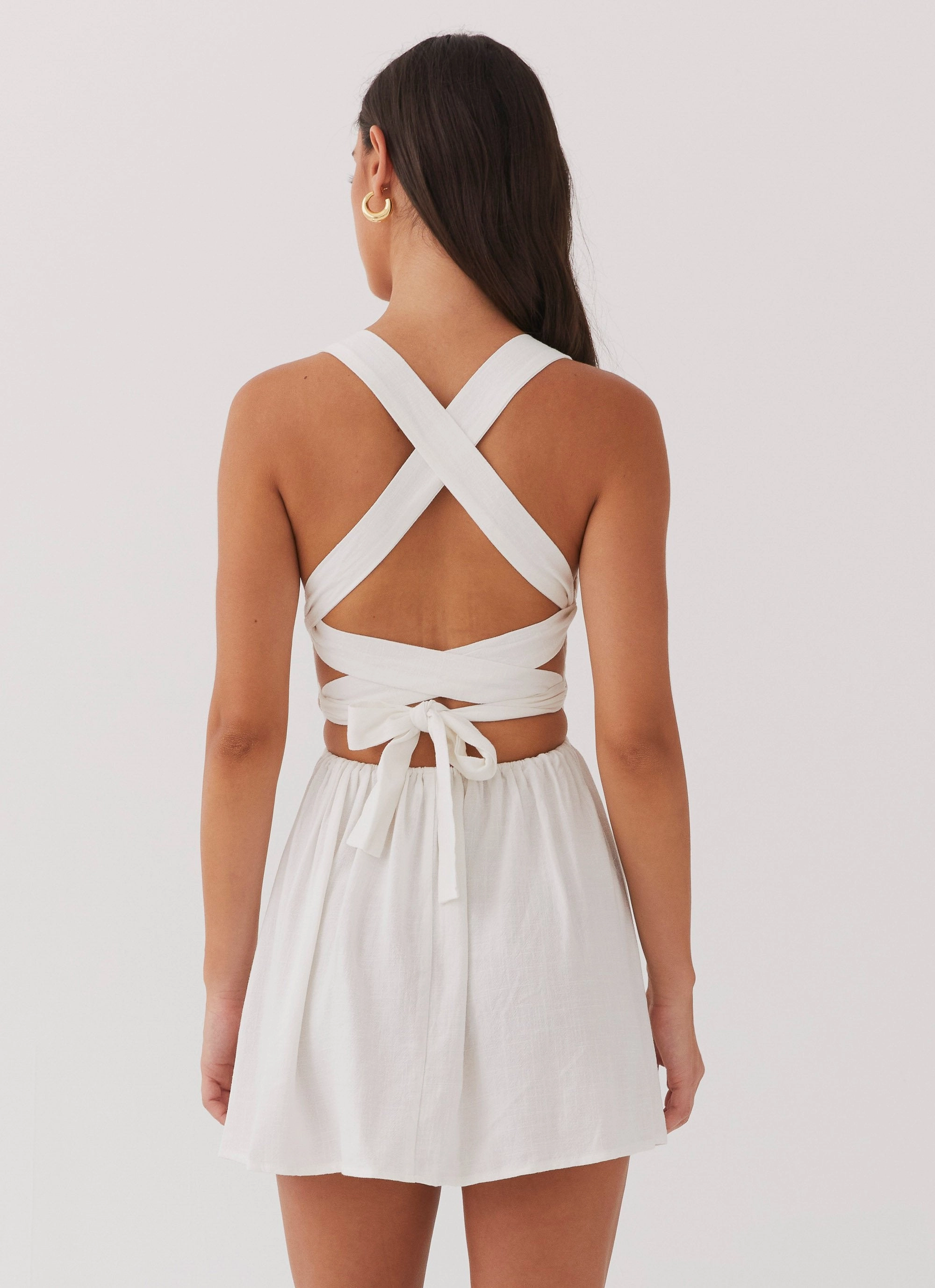 Penelope Linen Mini Dress - Ivory Minimal Motion