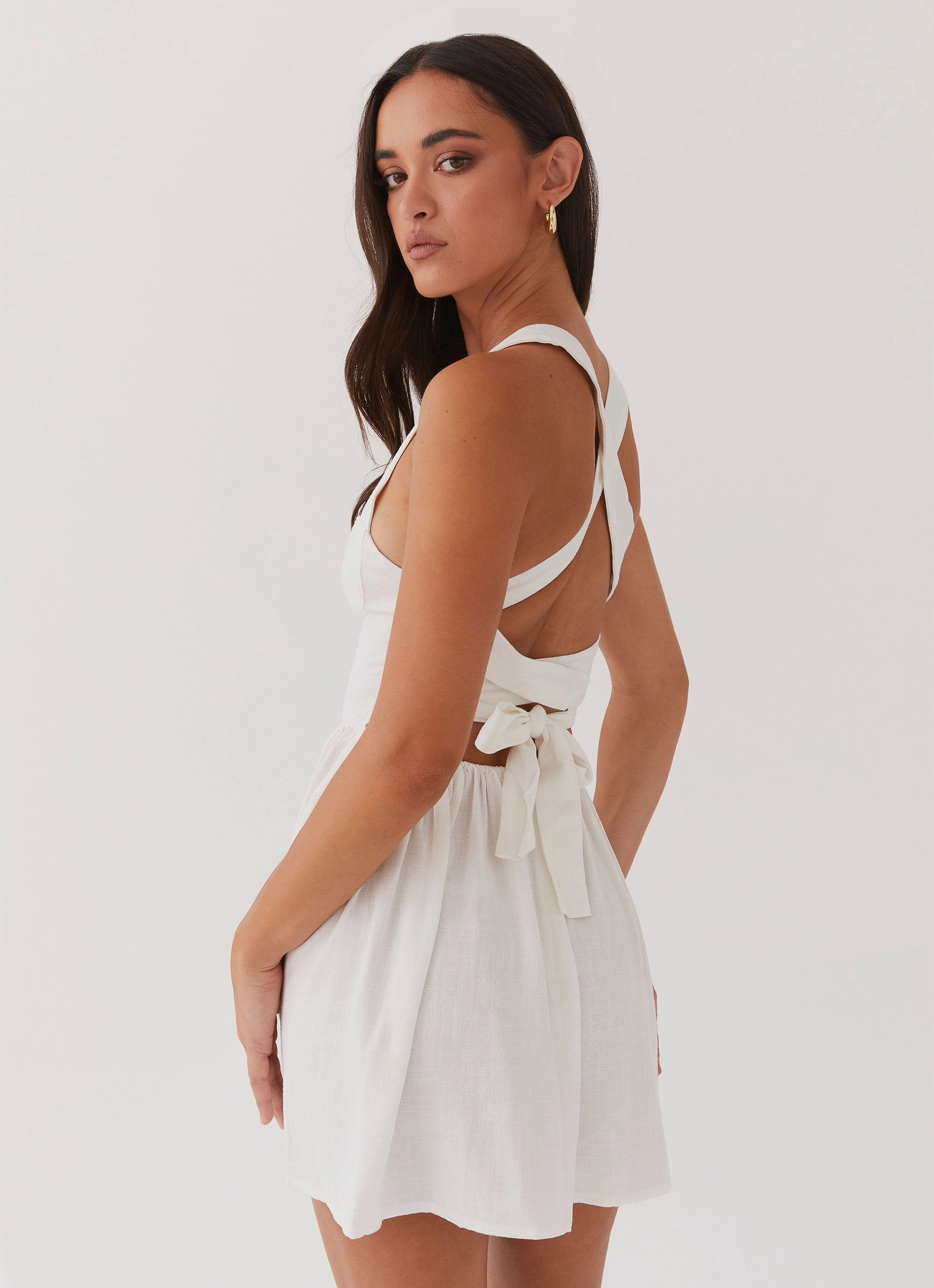 Quick Outfit Penelope Linen Mini Dress - Ivory
