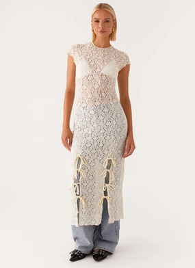 Slim Shape Gisele Lace Midi Dress - Ivory