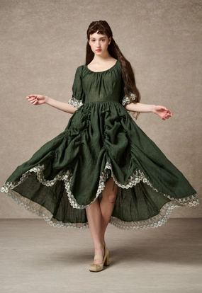 Urban appeal Adjustable Fit Elowen 27 | Lace Linen dress gown ( 2 way to wear )
