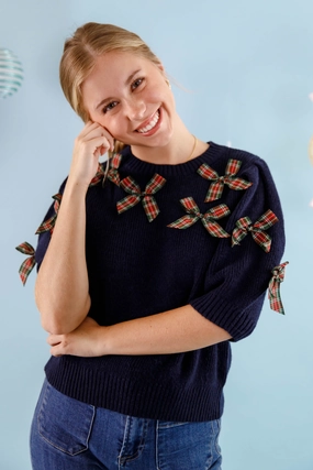 VNeck Style Perfectly Classy Sweater-Navy