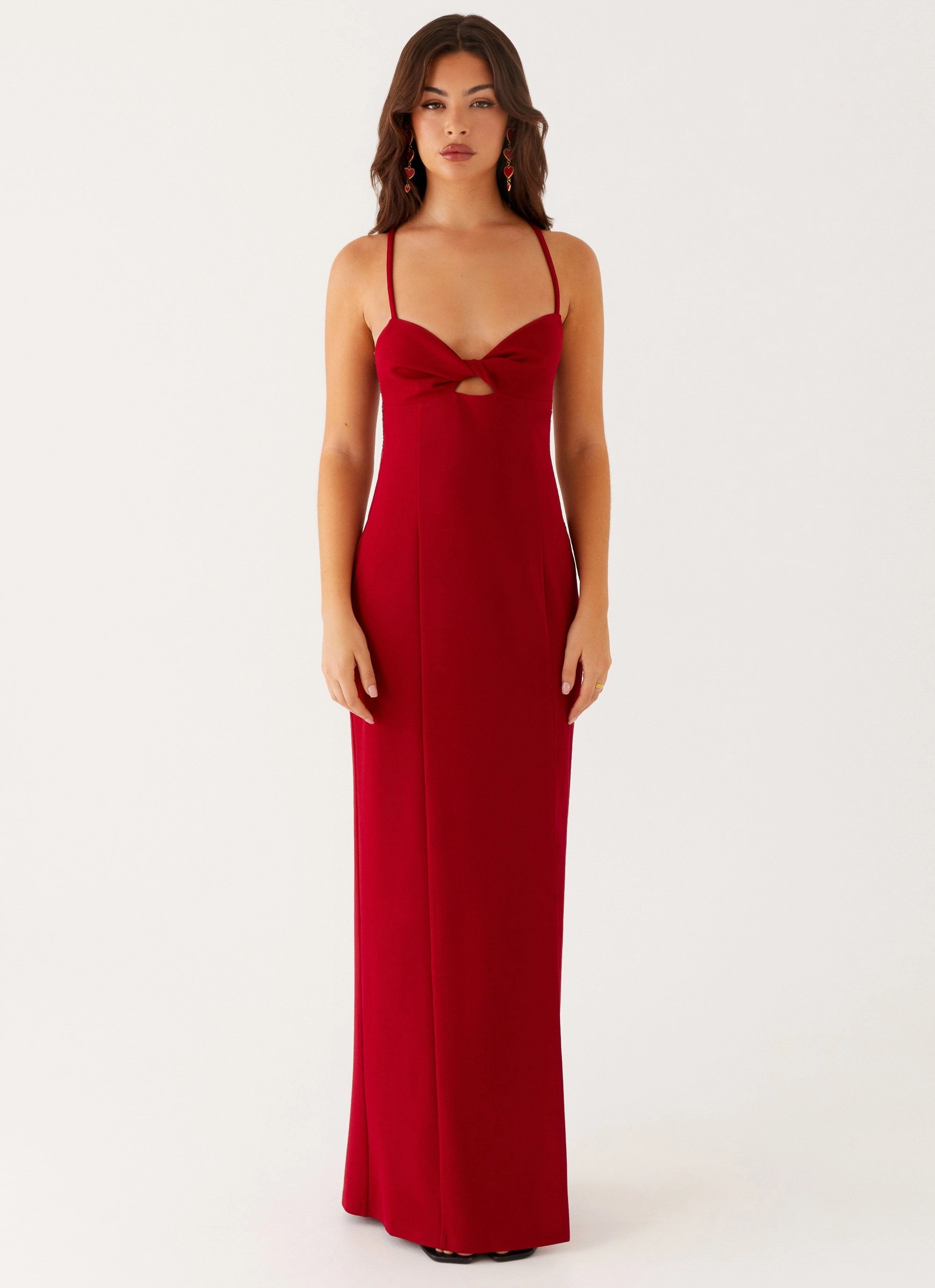 Versatile Wearable Heartbreaker Maxi Dress - Deep Red