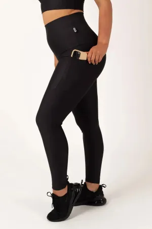 Performance Panel Pocket Extra High Waisted Leggings - Black
