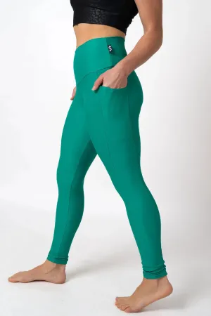 Performance Panel Pocket High Waisted Leggings - Seafoam Green