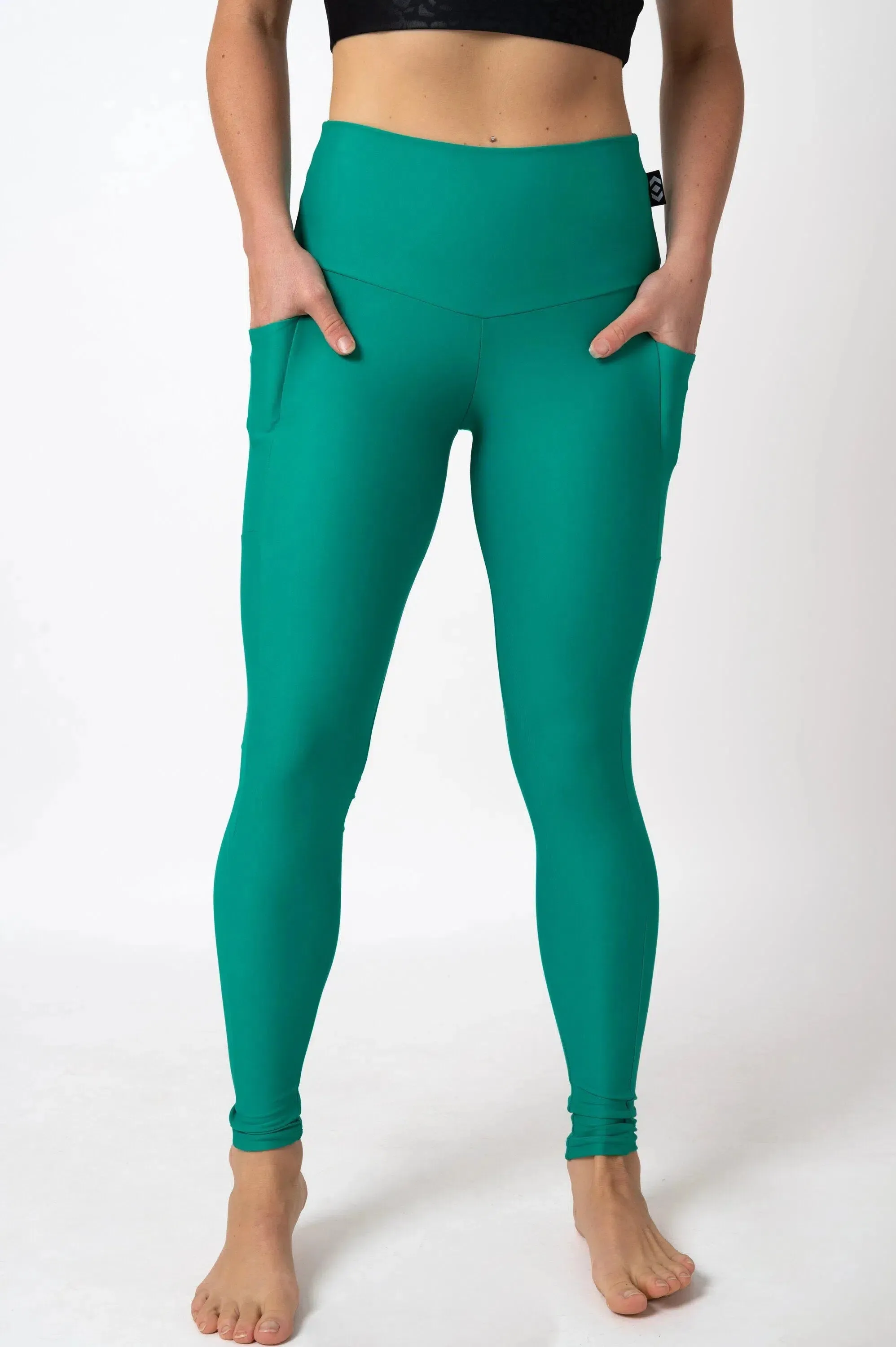 Performance Panel Pocket High Waisted Leggings - Seafoam Green