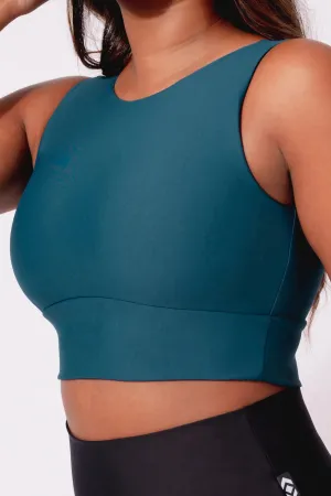 Performance Reversible Comfort Crop Top - Dark Teal