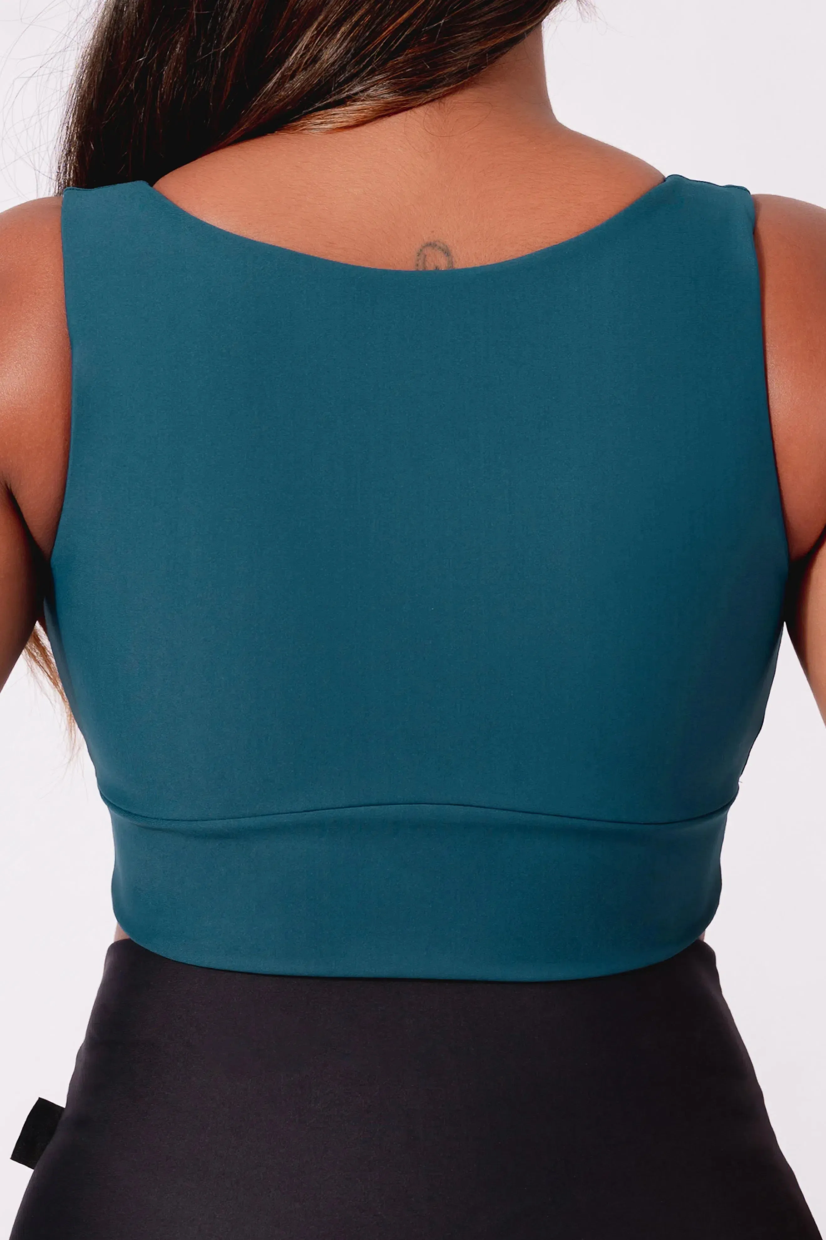 Performance Reversible Comfort Crop Top - Dark Teal