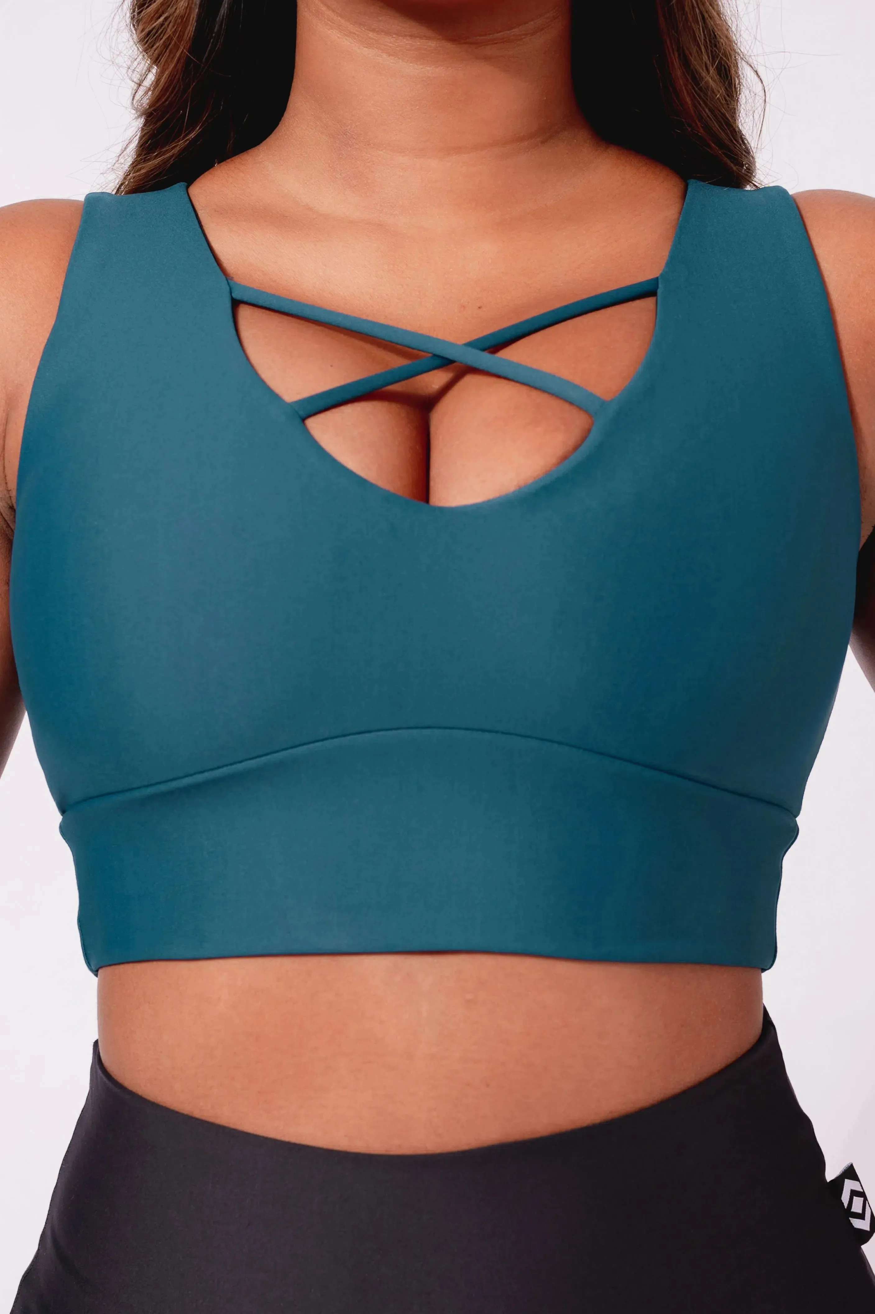 Performance Reversible Comfort Crop Top - Dark Teal