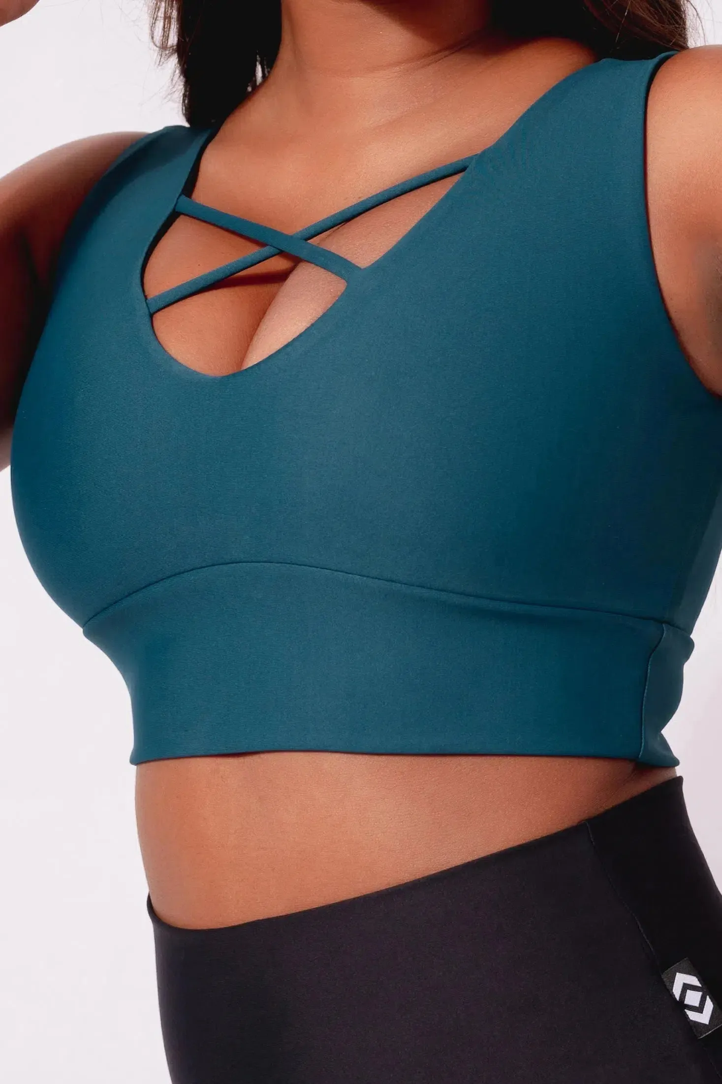 Performance Reversible Comfort Crop Top - Dark Teal
