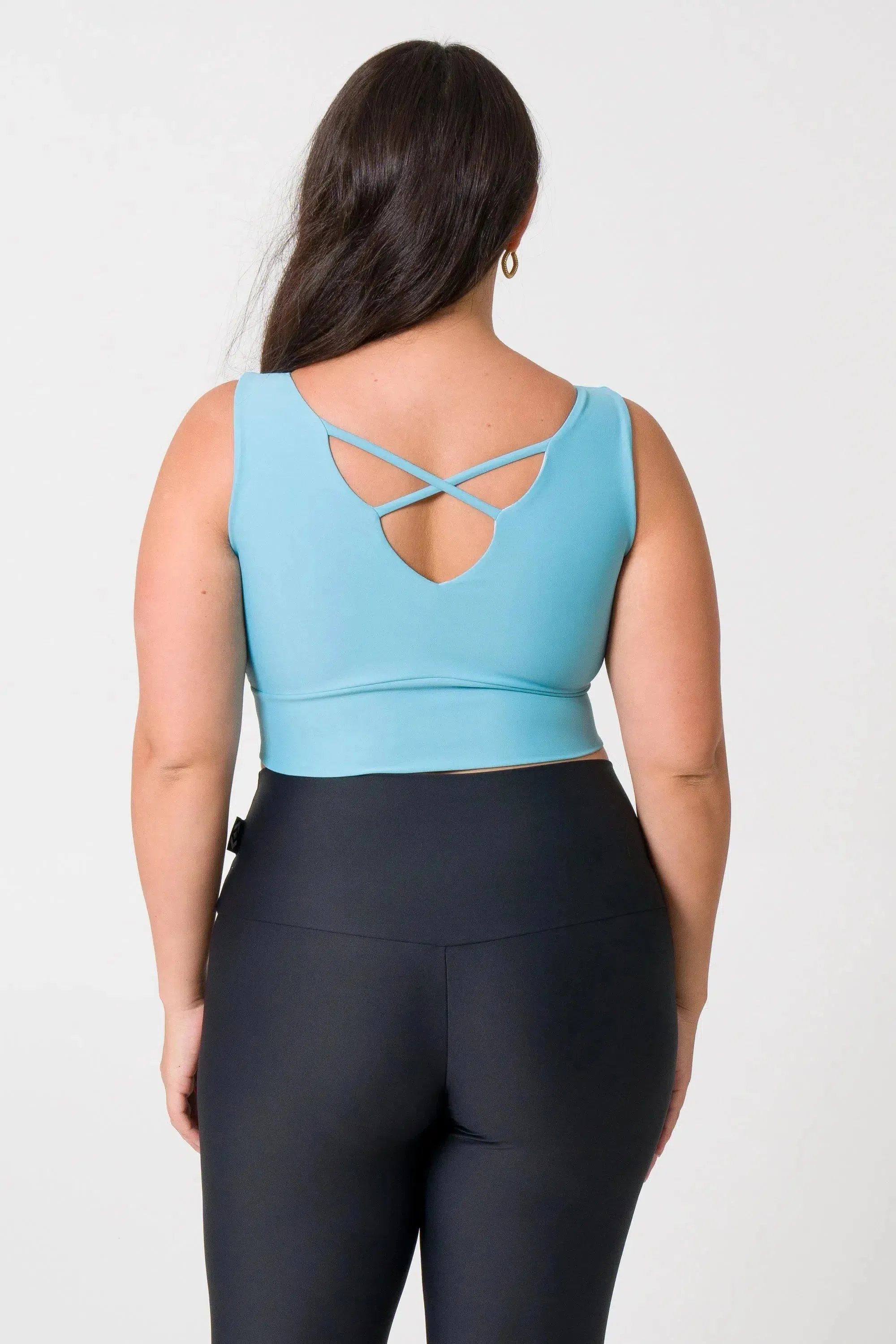 Performance Reversible Comfort Crop Top - Dusty Pale Blue