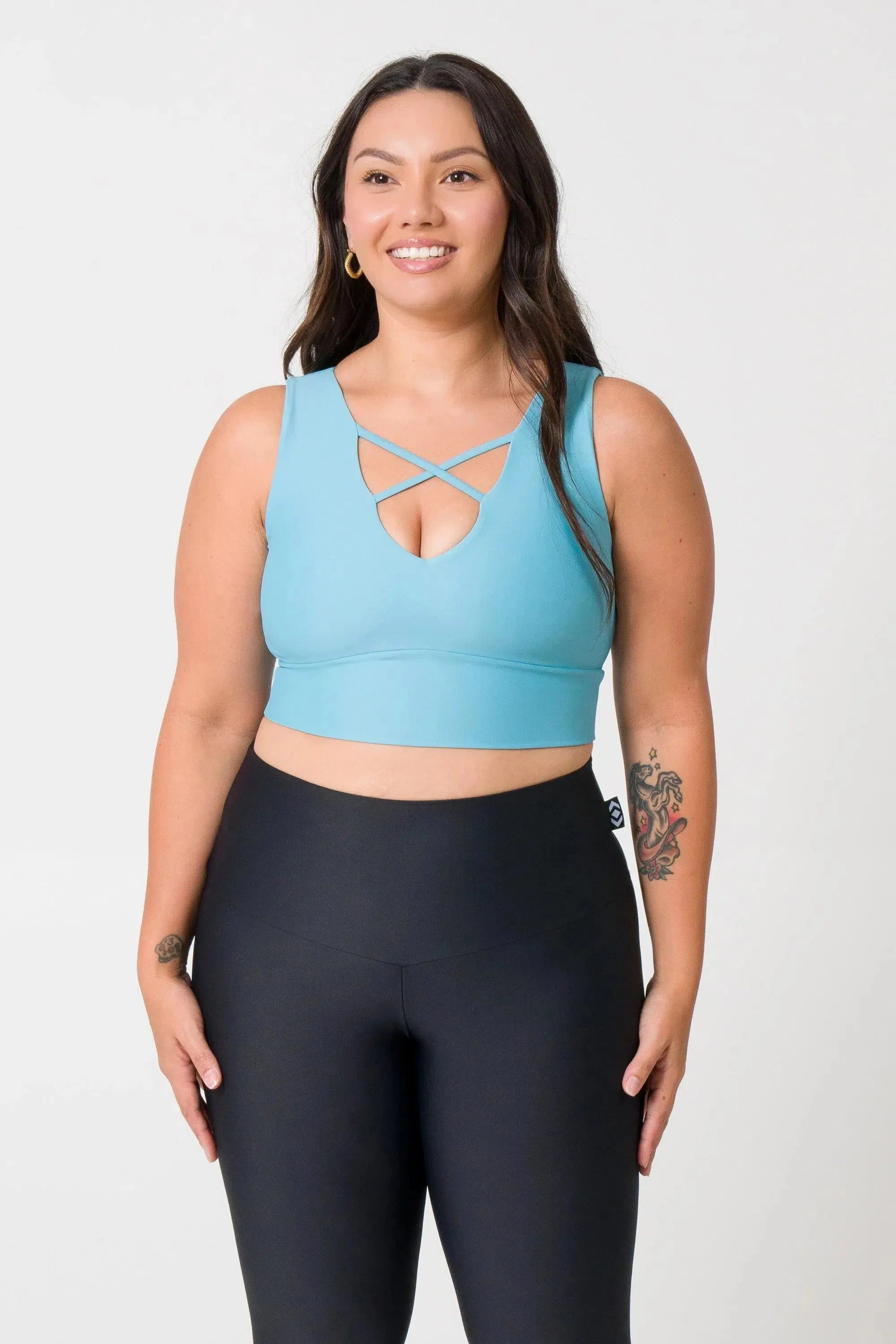 Performance Reversible Comfort Crop Top - Dusty Pale Blue