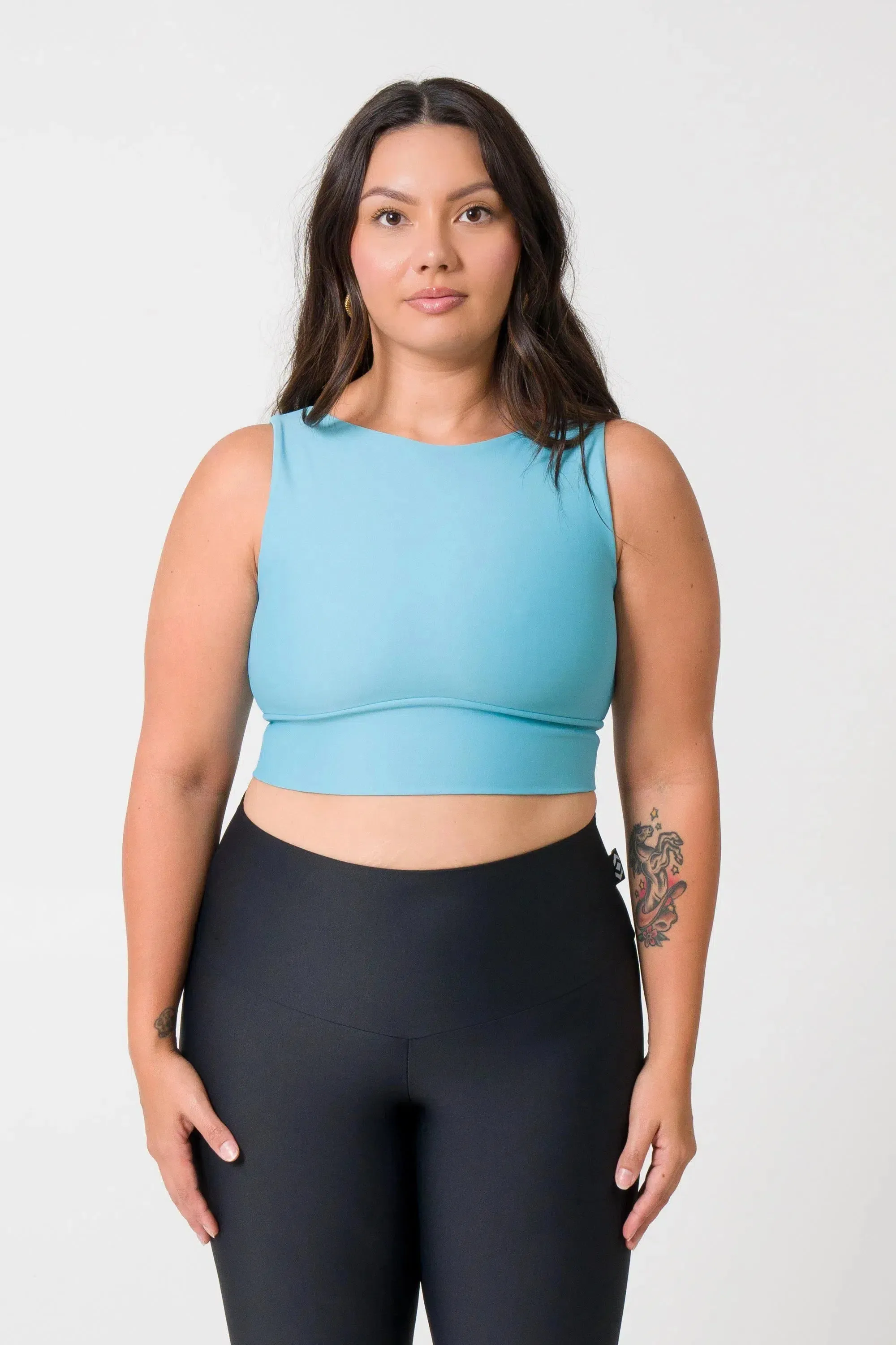 Performance Reversible Comfort Crop Top - Dusty Pale Blue