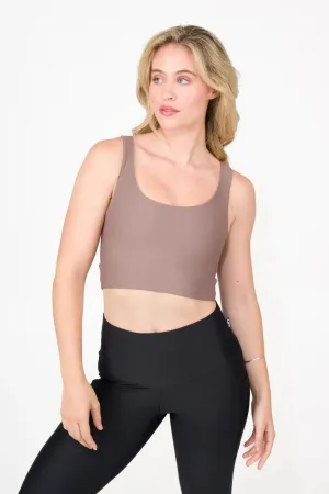 Performance Scoop Neck Comfort Crop Top - Mocha
