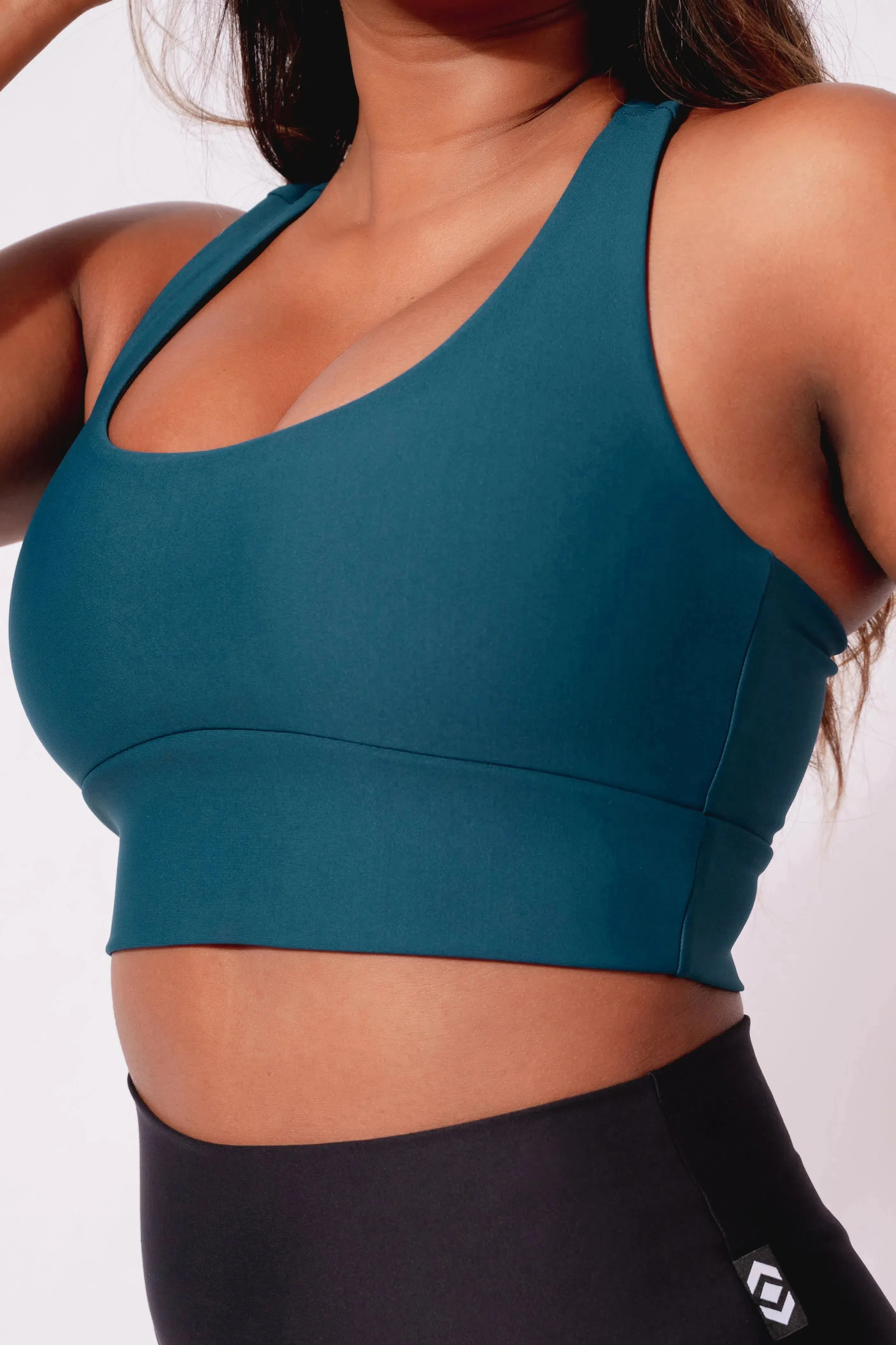 Performance T Back Comfort Crop Top - Dark Teal