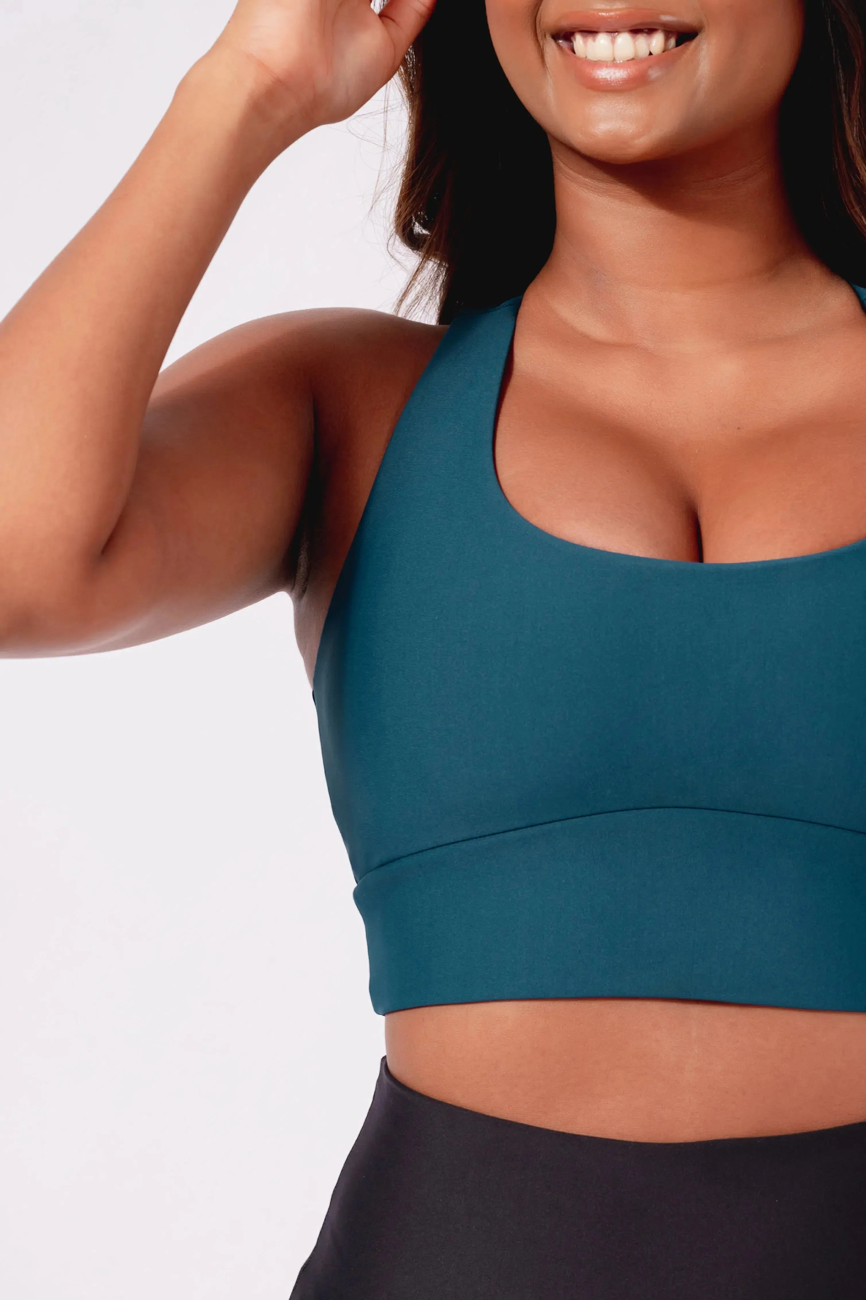 Performance T Back Comfort Crop Top - Dark Teal